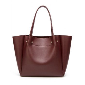 

Solid Color PU Zipper Large Capacity Tote Bag, Deep red
