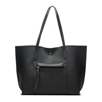 

Large Capacity PU One Shoulder Tote Bag, Black
