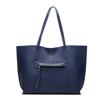 

Large Capacity PU One Shoulder Tote Bag, Blue