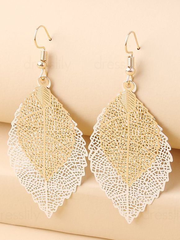 Boucles D'Oreilles Evidées en Forme de Feuille en Métal - multicolor A 1 PAIR