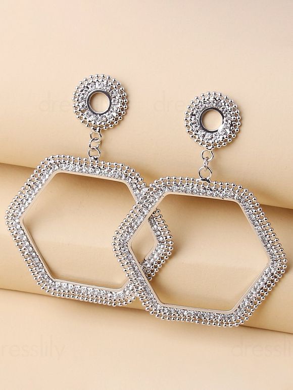 Boucles D'Oreilles Pendantes Géométriques Style Simple en Métal - Argent 1 PAIR