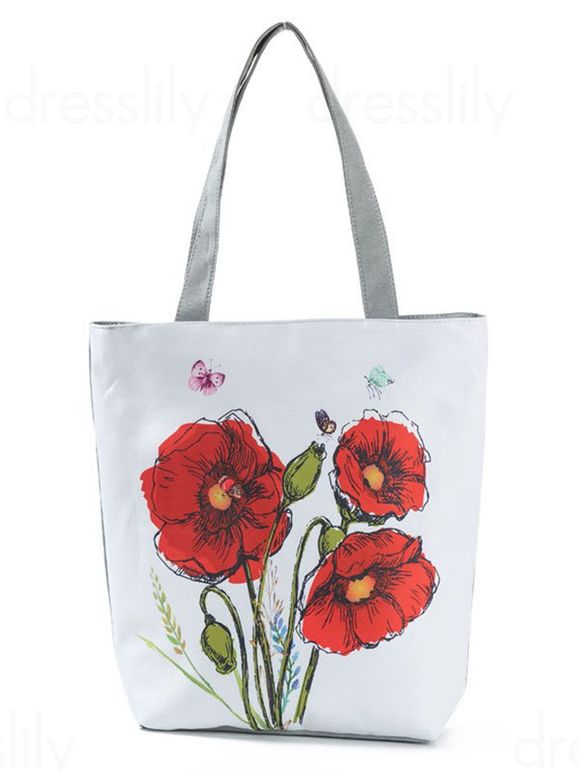 Casual Floral Print Canvas Tote Bag