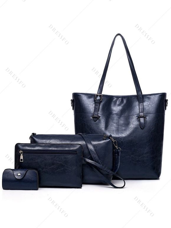 Sac Fourre-tout de Grande Capacité 4 Pièces avec Porte-Monnaie - Bleu profond 