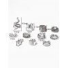 11Pcs Snake Hollow Out Butterfly Finger Rings Set - SILVER 