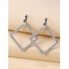 Boucles D'Oreilles Pendantes Géométriques Carrées en Métal avec Strass - Argent 1 PAIR