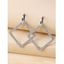 Boucles D'Oreilles Pendantes Géométriques Carrées en Métal avec Strass - Argent 1 PAIR