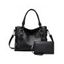 Sac à Bandoulière Fourre-tout Zippé en PU 2 Pièces avec Porte-Monnaie - Noir 