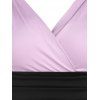 Robe Superposée à Taille Contrastée à Manches Bouffantes - Violet clair XL