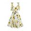 Mini Robe de Vacances Ceinturée à Imprimé Tournesol Anneau O à Epaule Nouée - Jaune clair M