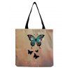 Sac Fourre-tout à Imprimé Papillon Zippé Grande Capacité en Canevas - Blanc 