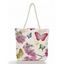 Flower Butterfly Print Large Capacity Canvas Tote Bag - multicolor C 