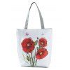 Sac Fourre-tout à Imprimé Fleur en Canevas - Rouge 