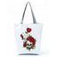 Sac Fourre-Tout en Toile avec Large Capacité à Imprimé Crâne et Fleurs - Blanc 