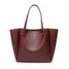 Sac Fourre-tout Zippé en Couleur Unie avec Grande Capacité en PU - Rouge foncé 