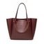 Sac Fourre-tout Zippé en Couleur Unie avec Grande Capacité en PU - Rouge foncé 