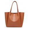 Sac Fourre-tout Zippé en Couleur Unie avec Grande Capacité en PU - café 