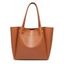 Sac Fourre-tout Zippé en Couleur Unie avec Grande Capacité en PU - café 