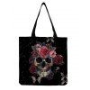 Sac Fourre-tout à Imprimé Crâne Fleur en Toile - Noir 