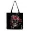 Sac Fourre-tout à Imprimé Crâne Fleur en Toile - Noir 