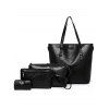 Sac Fourre-tout de Grande Capacité 4 Pièces avec Porte-Monnaie - Noir 