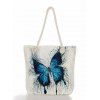 Sac Fourre-Tout en Toile à Imprimé Papillon à Large Capacité - Bleu 