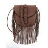 Sac à Bandoulière en Couleur Unie à Frange - Café profond 