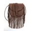 Sac à Bandoulière en Couleur Unie à Frange - Café profond 