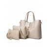 3 Pièces Sac Fourre-tout à Imprimé croco en PU avec Pochette - d'or 