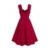 Plain Color Dress Ruched O-ring Belted High Waisted Asymmetrical Hem Midi Dress - DEEP RED S
