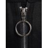 O Ring Zip Fly Camisole Crisscross Adjustable Spaghetti Strap Tank Top - BLACK M