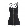 Débardeur Croisé Zippé à Bretelle Fine Ajustable Anneau en O - Noir L