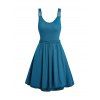 High Low Mini Dress Solid Color Beaded Multi-strap Casual Belted Dress - BLUE S