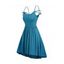 High Low Mini Dress Solid Color Beaded Multi-strap Casual Belted Dress - BLUE S