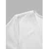 T-shirt Décontracté en Couleur Unie Ourlet Asymétrique Manches Courtes à Col V - Blanc S