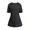 Plaid Print Heart-ring Adjustable Strap Asymmetric Dress And Basic Short Sleeve T-shirt Two Piece Set - GRAY S