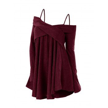 

Cold Shoulder Crisscross Tunic Sweater, Deep red