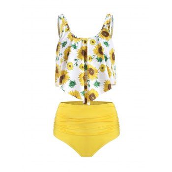 

Sunflower Printed Tankini Swimsuit, Yellow