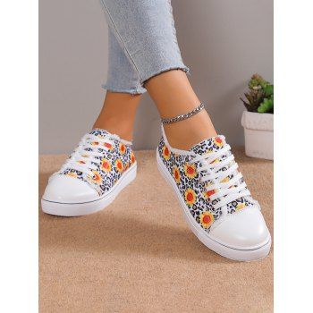 

Sunflower Leopard Print Raw Hem Lace Up Casual Shoes