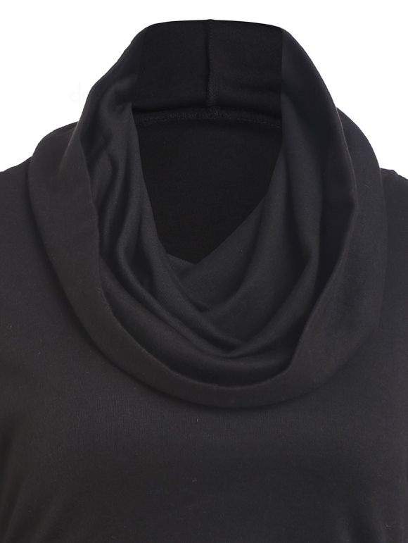 Robe Mini à Capuche Moulante Ceinturée Bicolore - Noir XL