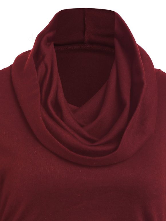 Robe Mini à Capuche Moulante Ceinturée Bicolore - Rouge foncé XL