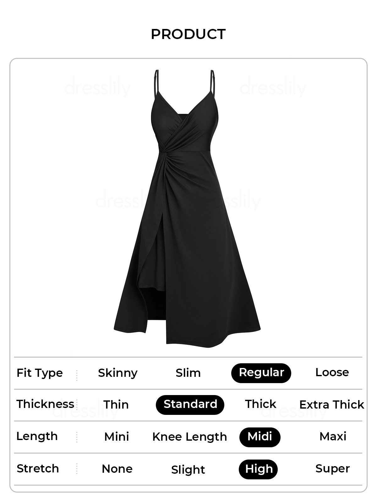 Robe D'été Mi-longue Plongeante à Bretelles Spaghetti en Ligne A - Noir XXXL