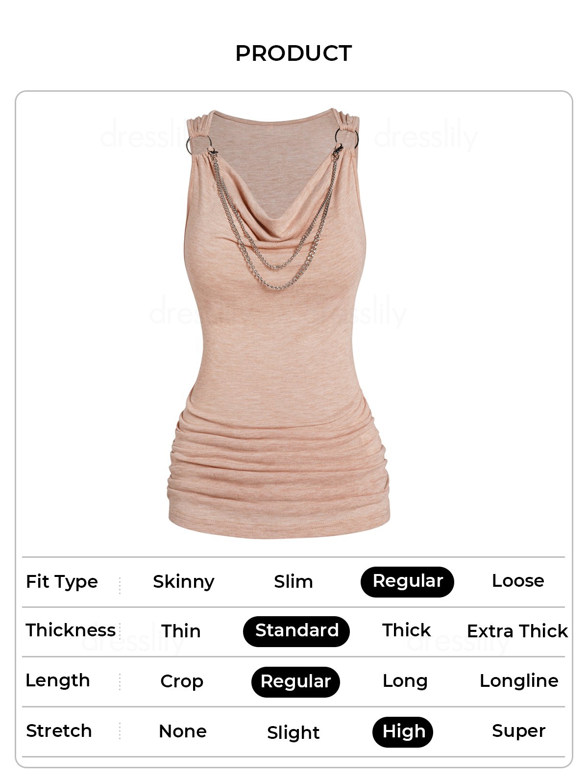 Débardeur Décontracté Drapé à Chaîne Embelli de Paillettes à Col Bénitier - café lumière XL