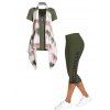 Ensemble de Tops Asymétriques Ruché Teintés à Volants et Legging Moulant à Lacets - multicolor S