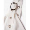 Robe Mi-Longue Asymétrique Superposée en Couleur Unie à Taille Empire Col Plongeant avec Œillet à Bretelle Ajustable - Blanc L