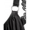 Robe Ligne A Mi-Longue Ceinturée Papillon Croisée à Taille Haute - Noir S