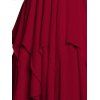 Robe Mi-Longue Asymétrique Superposée en Couleur Unie à Taille Empire Col Plongeant avec Œillet à Bretelle Ajustable - Rouge foncé XXL