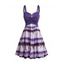 Tie Dye Print Dress Mock Button Crossover High Waisted Sleeveless A Line Mini Dress - LIGHT BLUE XXL