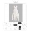 Plain Color Layered Dress Grommet Plunging Neck Empire Waist Adjustable Strap Asymmetrical Midi Dress - WHITE M