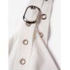 Robe Mi-Longue Asymétrique Superposée en Couleur Unie à Taille Empire Col Plongeant avec Œillet à Bretelle Ajustable - Blanc XL