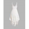 Plain Color Layered Dress Grommet Plunging Neck Empire Waist Adjustable Strap Asymmetrical Midi Dress - WHITE XXL